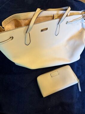 kate spade Cream Saffiano Tote with Matching Zip Wallet